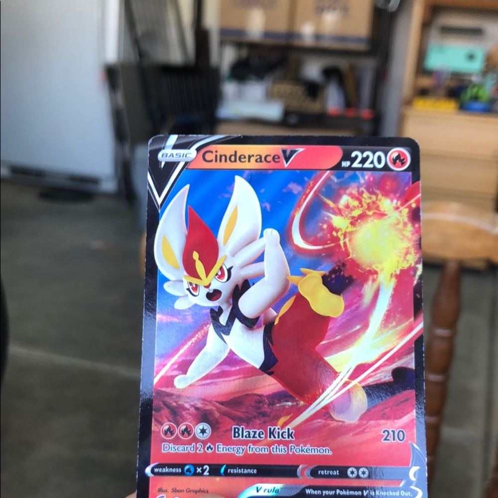 Pokemon Cinderace V Trading Card - Red and Yellow